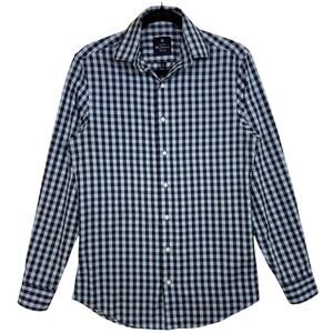 Ben Sherman S 14-14.5 32-33 Gingham Plaid Blue Button Down Shirt Preppy Formal‎